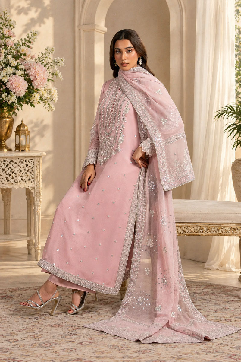 Nila Heavy Embroidered Ciffion 03 Piece Suit- Ready To Wear
