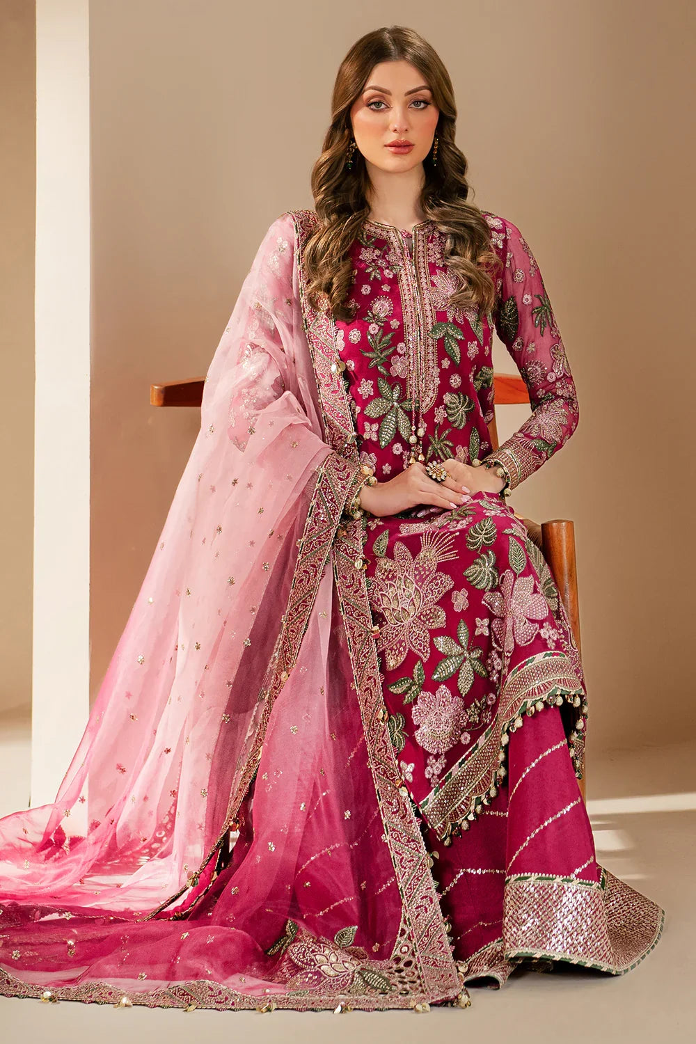 03-Piece Embroidered Chiffon Suit With Net DUpatta | Ready To Wear