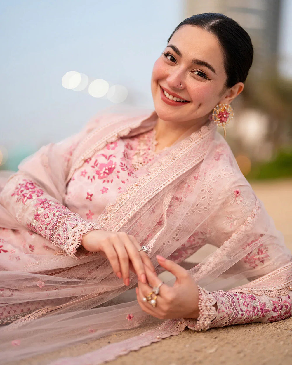 03-Piece Embroidered Lawn Suit With Organza Dupatta | Ready To Wear