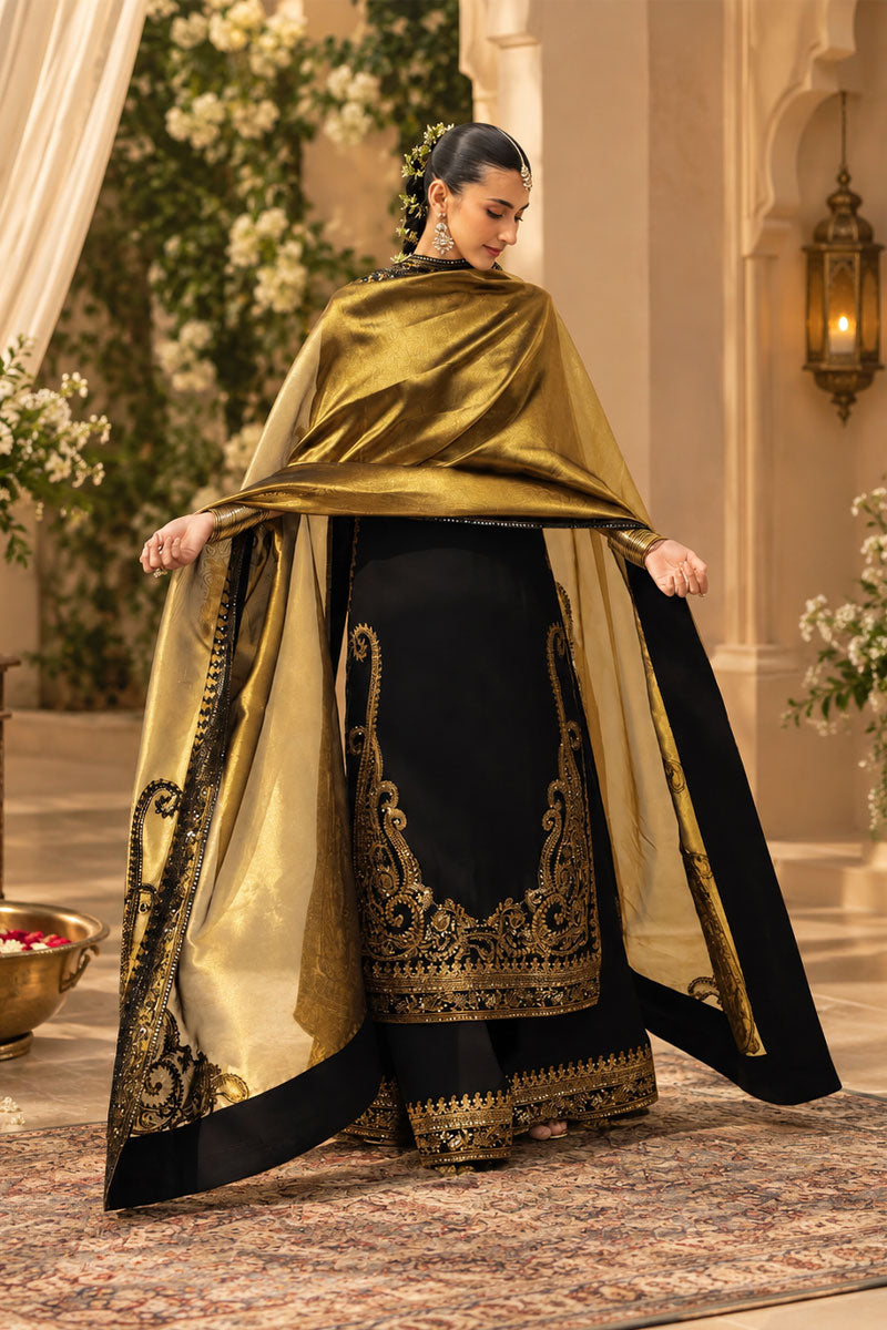 Maria B Luxury Silk Kaftan With Sheesha Silk Dupatta 03 Piece Suit- Ready To Wear
