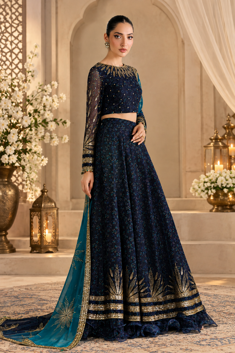 Jazmin Heavy Embroidered Ciffion 03 Piece Suit- Ready To Wear