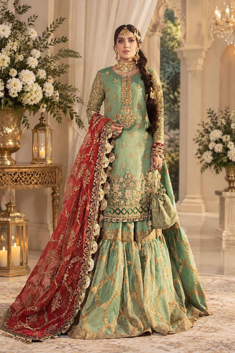 Coral By Maria B Luxury Heavy Embroidered  Maysori Gharara - Ready To Wear