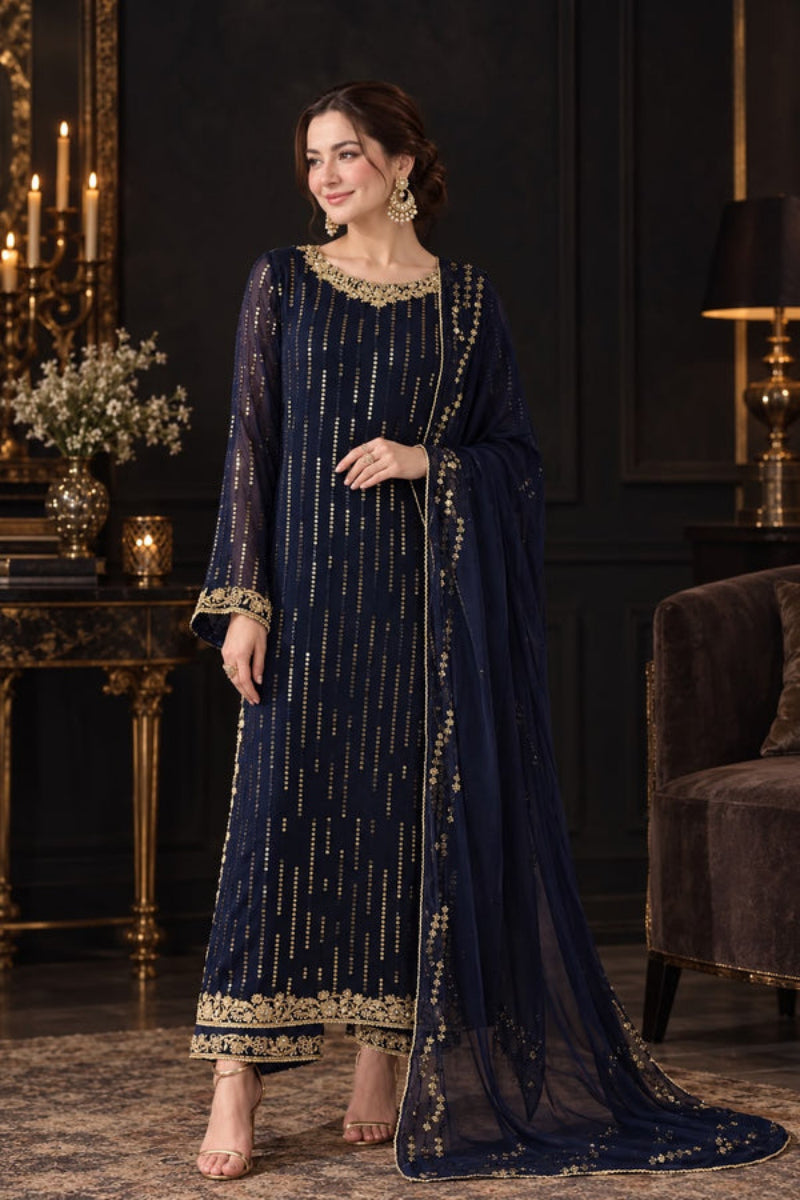 Iznik  Embroidered Ciffion 03 Peace Suit - Ready To Wear