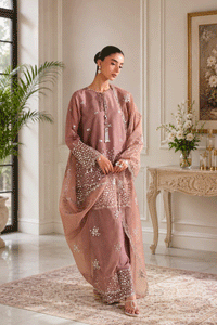03-Piece Cotton Silk Suit With Organza Dupatta | Ready To Wear
