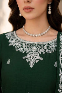 Deep Green: Embroidered Chiffon Suit -  Ready To Wear
