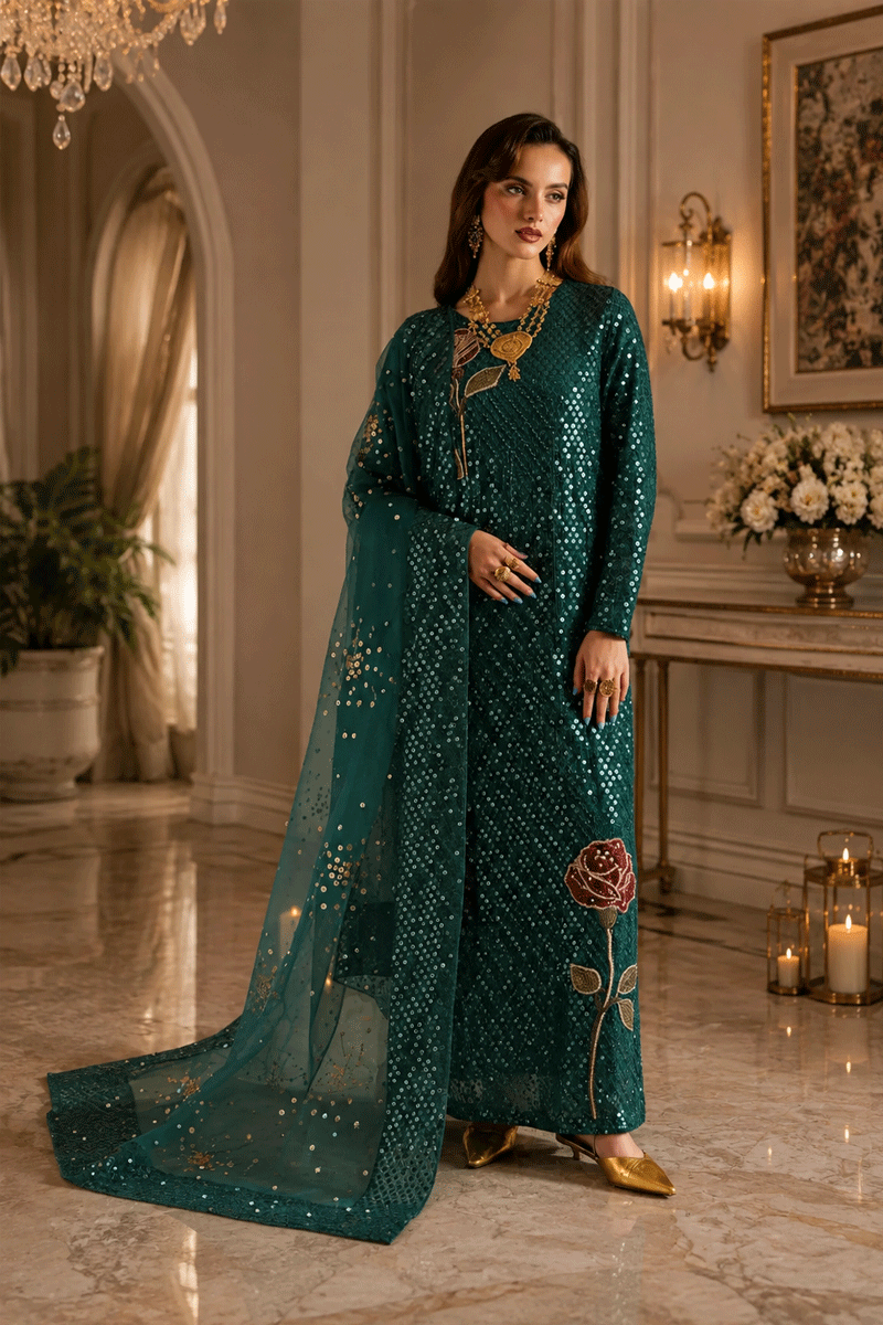 3 Piece  Embroidered Chiffon Suit - Ready To Wear