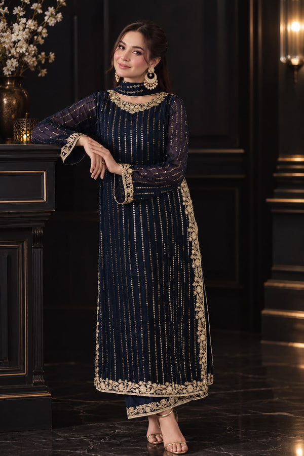 Iznik  Embroidered Ciffion 03 Peace Suit - Ready To Wear