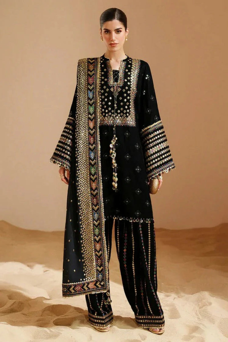 03-Piece Luxury Heavy Embroidered Cotton Suit - Ready To Wear