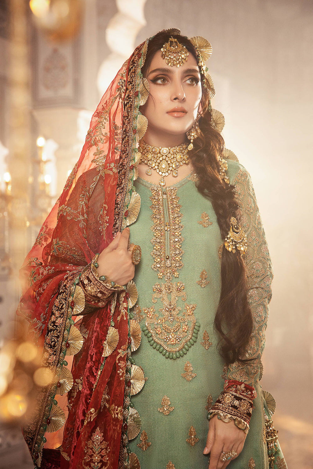 Coral By Maria B Luxury Heavy Embroidered  Maysori Gharara - Ready To Wear