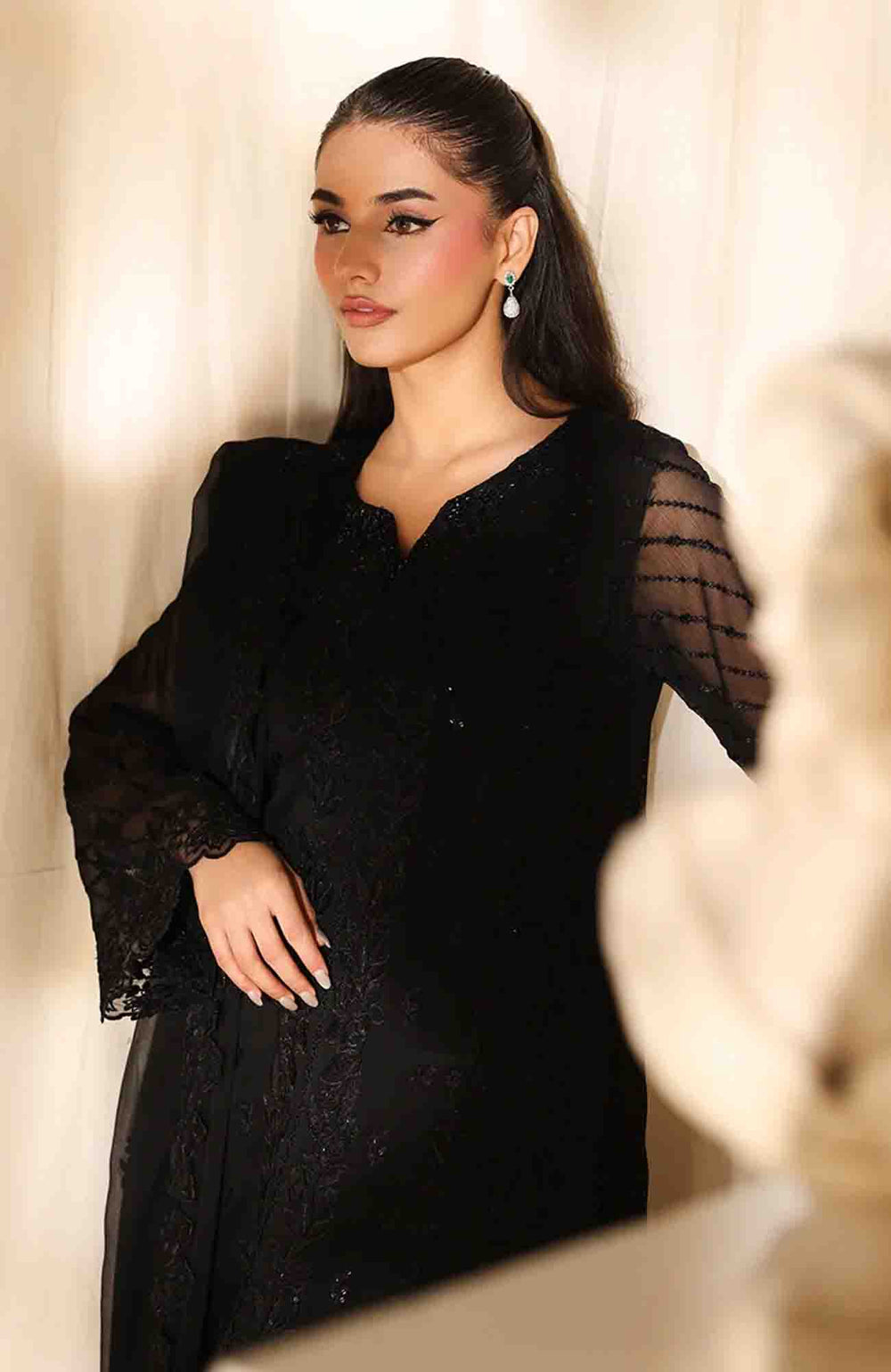 3 Piece Suit Luxe By Azure Embroidered Chiffon Suit -  Ready To Wear