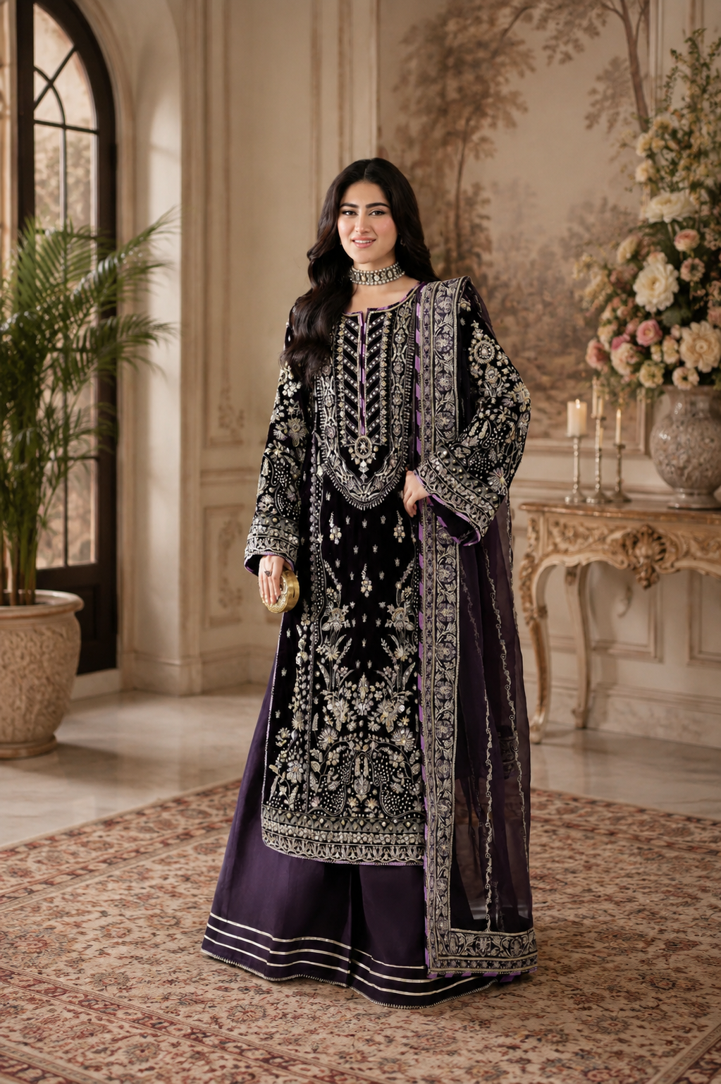 3 Piece Stitched Velvet Suit - Ready to Wear