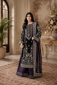 3 Piece Stitched Velvet Suit - Ready to Wear