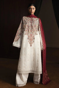 03-Piece Embroidered Lawn Suit With Chiffon Dupatta | Ready To Wear