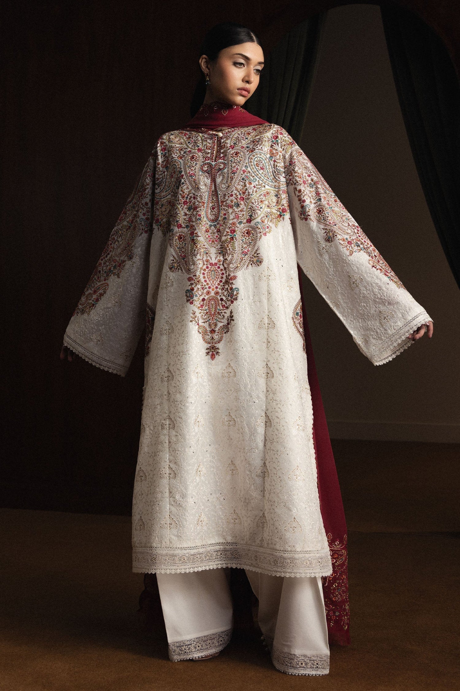 03-Piece Embroidered Lawn Suit With Chiffon Dupatta | Ready To Wear