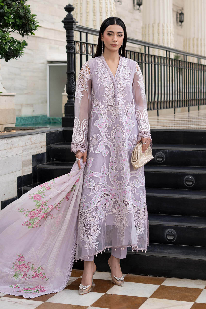 03-Piece Embroidered Lawn Suit With Printed Silk Dupatta | Ready To Wear