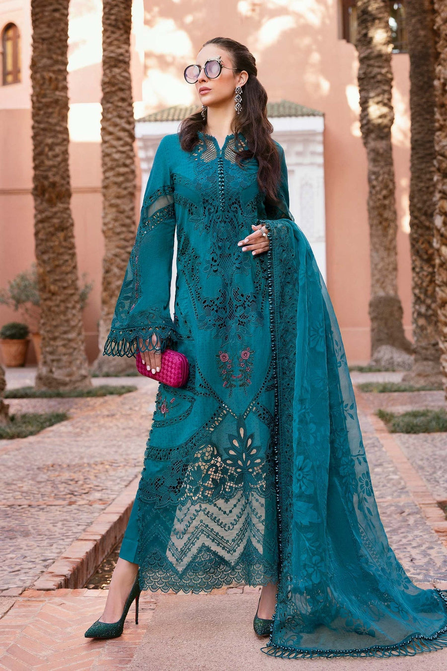 03-Piece  Luxury Chikankari Lawn Suit with -  Ready  To  Wear