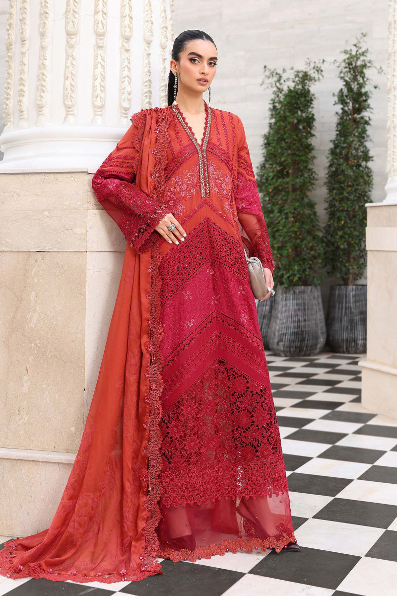 03-Piece Embroidered Lawn Suit With Silk Dupatta | Ready To Wear