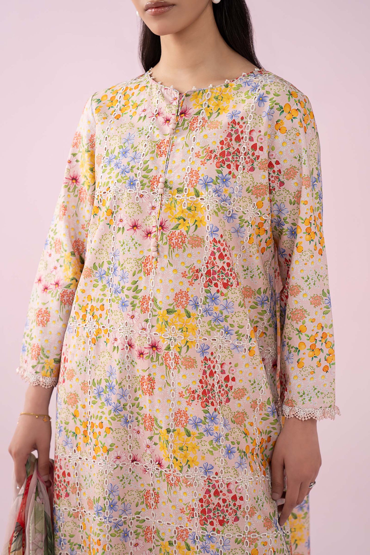 03-Piece Printed Lawn Suit With Chiffon Dupatta | Ready To Wear