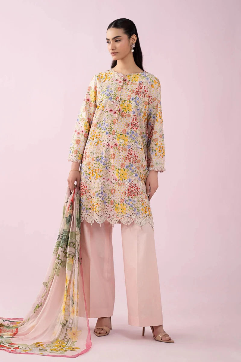 03-Piece Printed Lawn Suit With Chiffon Dupatta | Ready To Wear