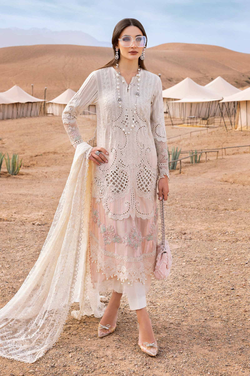 03-Piece Embroidered Lawn Suit With Net Dupatta | Ready To Wear