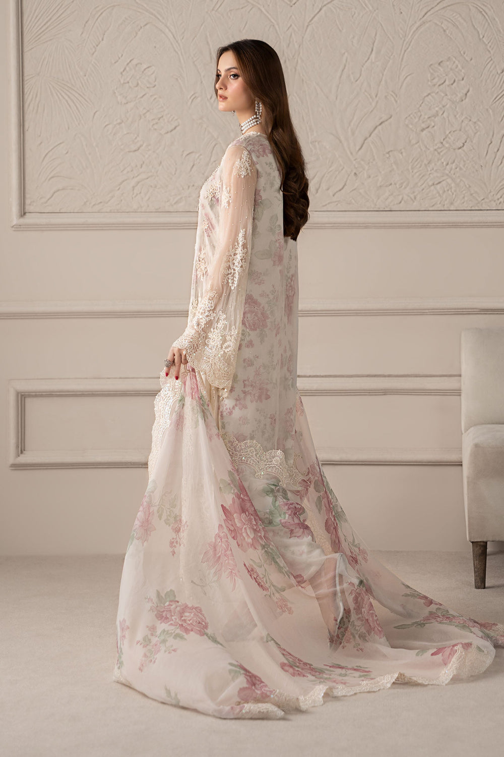 Maria B Luxury Embroidered Ciffion 03 Piece Suit- Ready To Wear
