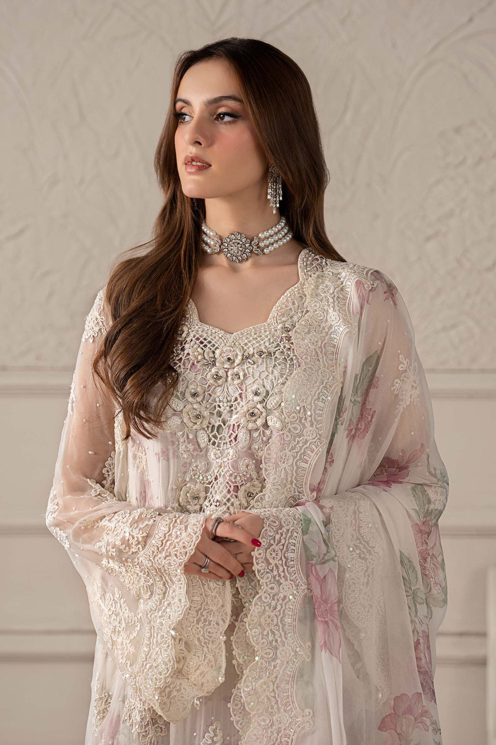 Maria B Luxury Embroidered Ciffion 03 Piece Suit- Ready To Wear