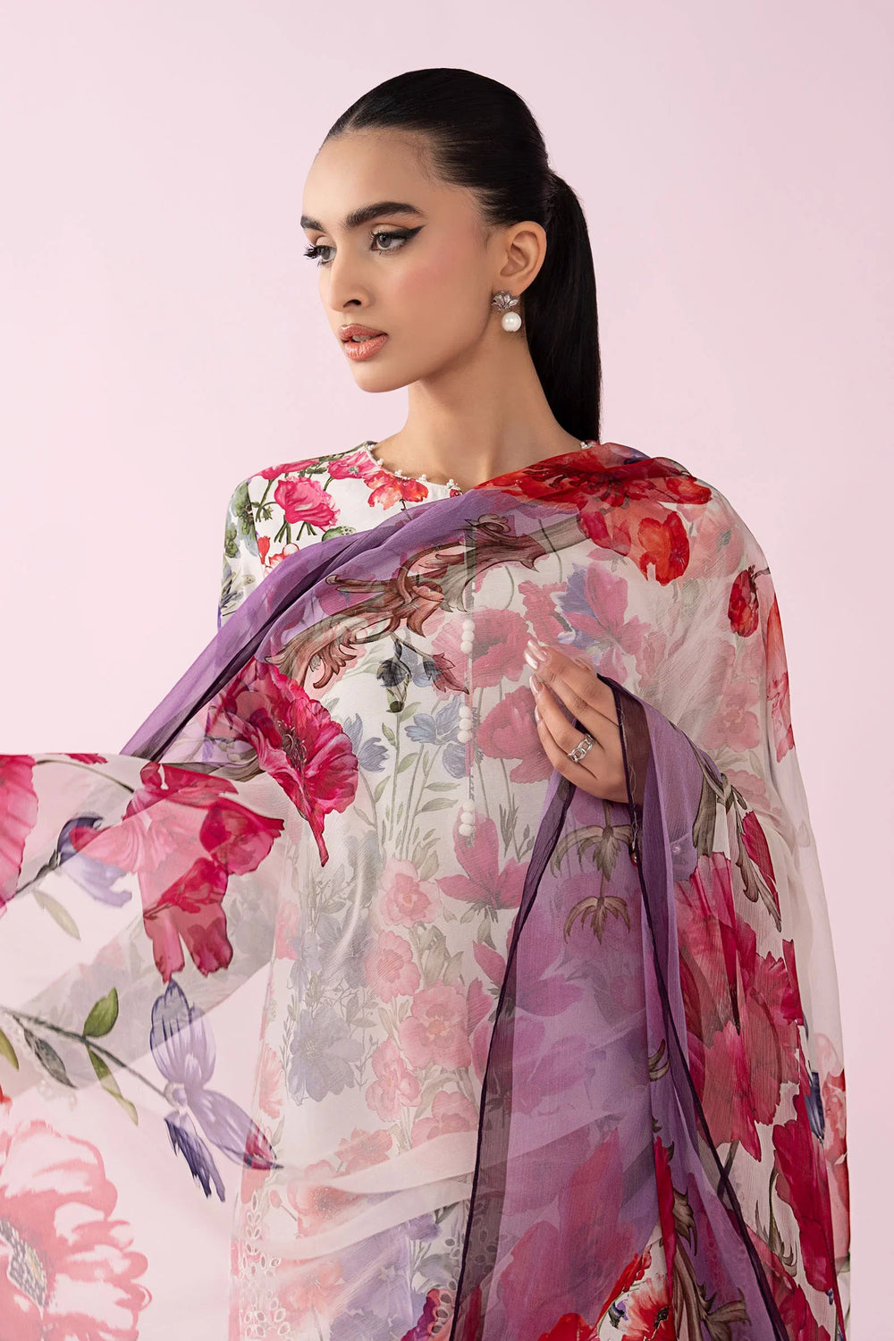 03-Piece Printed Lawn Suit With Chiffon Dupatta | Ready To Wear