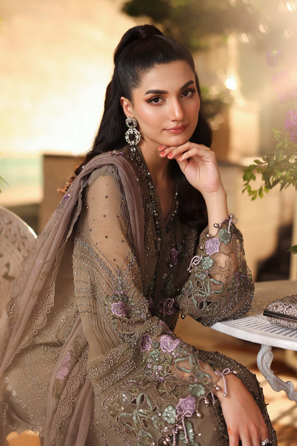 03 Piece Heavy Embroidered Chiffon Suit - Ready To Wear