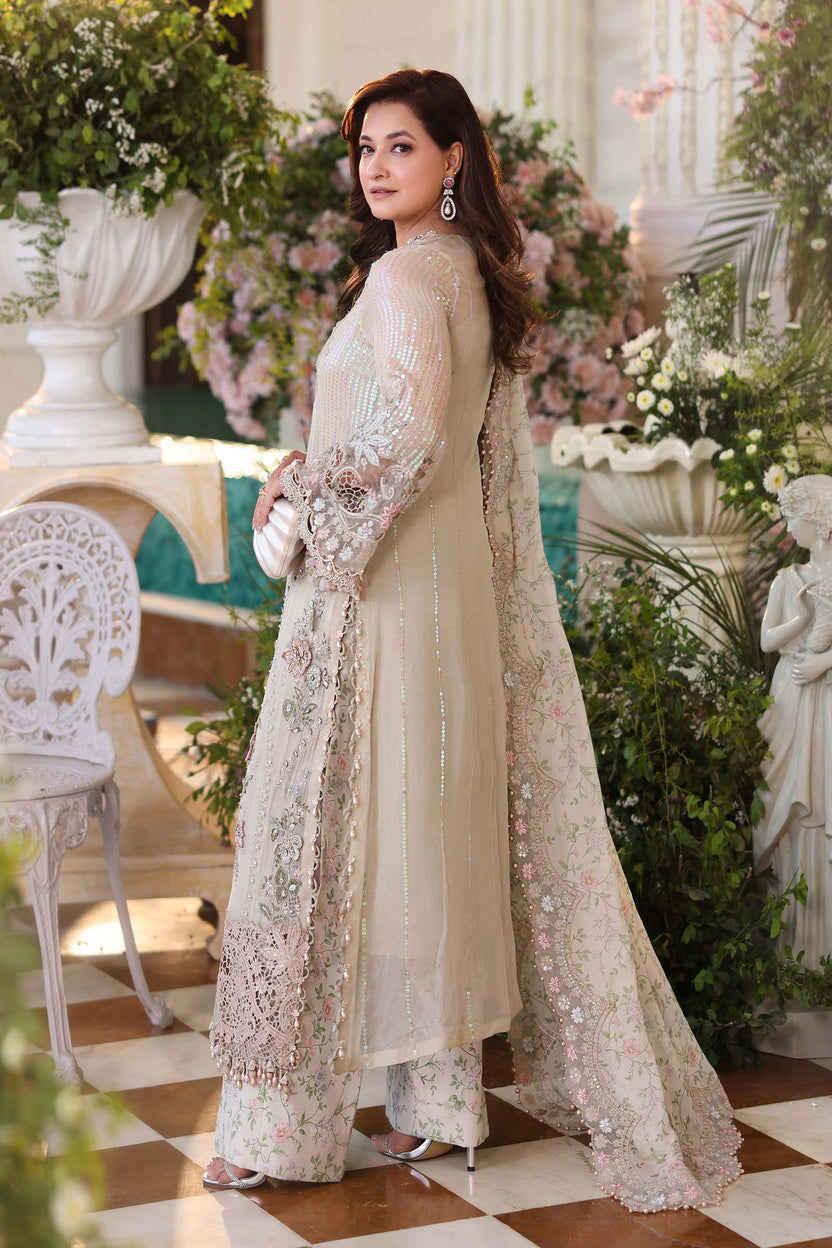 Pearl Ivory & Pastel Blush Accent: Embroidered Chiffon 03 Peace  Suit - Ready To Wear