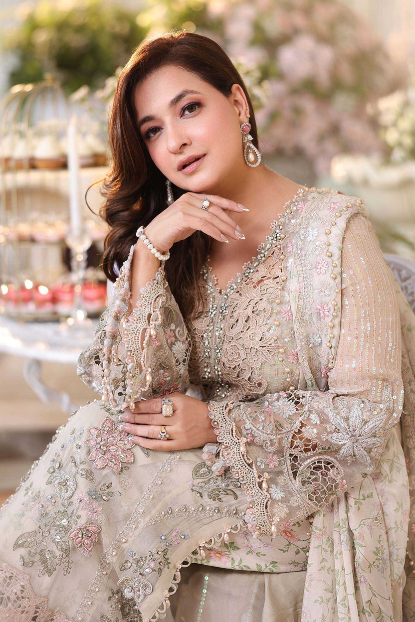 Pearl Ivory & Pastel Blush Accent: Embroidered Chiffon 03 Peace  Suit - Ready To Wear