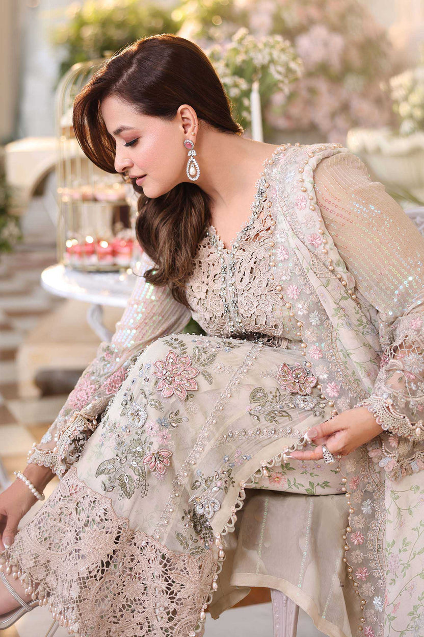Pearl Ivory & Pastel Blush Accent: Embroidered Chiffon 03 Peace  Suit - Ready To Wear
