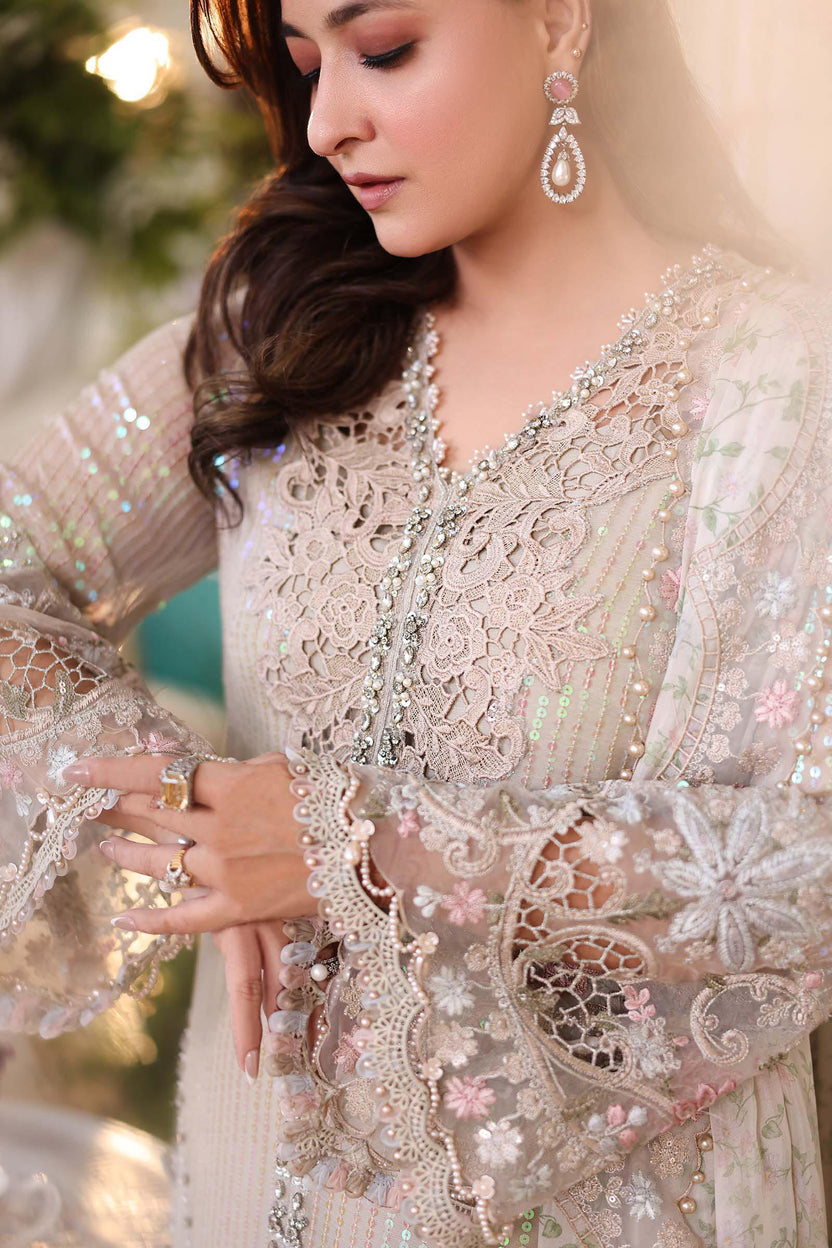 Pearl Ivory & Pastel Blush Accent: Embroidered Chiffon 03 Peace  Suit - Ready To Wear