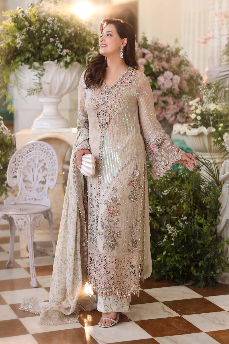 Pearl Ivory & Pastel Blush Accent: Embroidered Chiffon 03 Peace  Suit - Ready To Wear