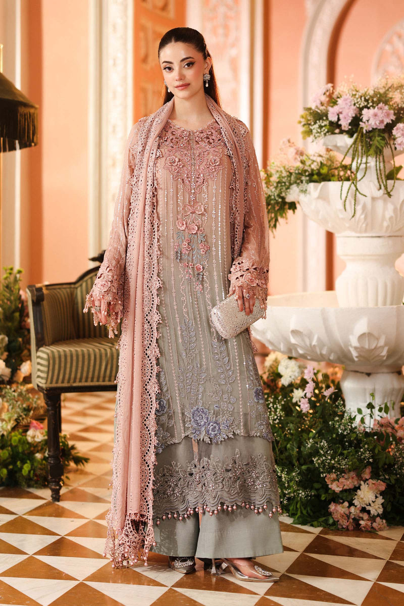 Maria B  Heavy Embroidered Ciffion 03 Piece Suit- Ready To Wear