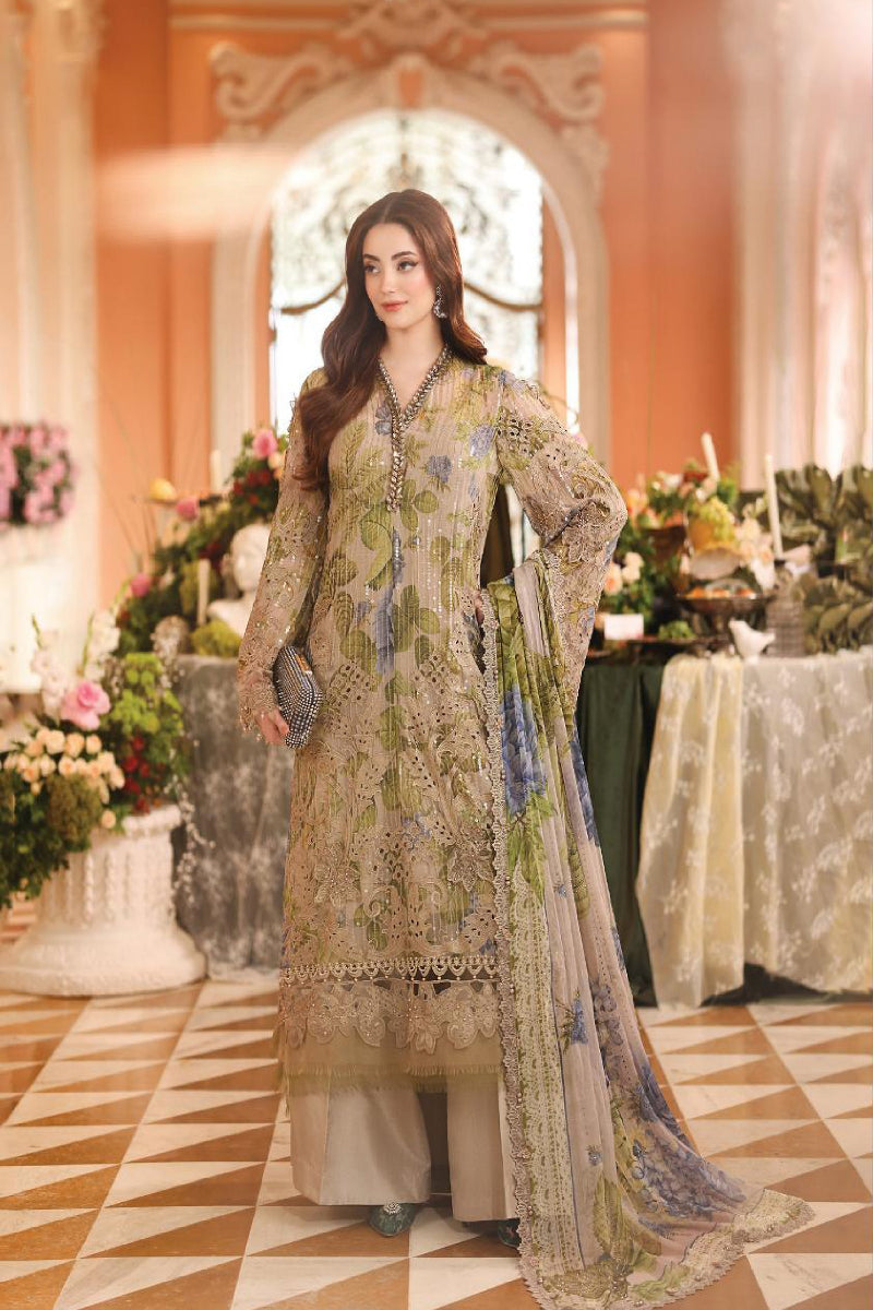 Maria B Heavy  Embroidered Ciffion 03 Piece Suit- Ready To Wear