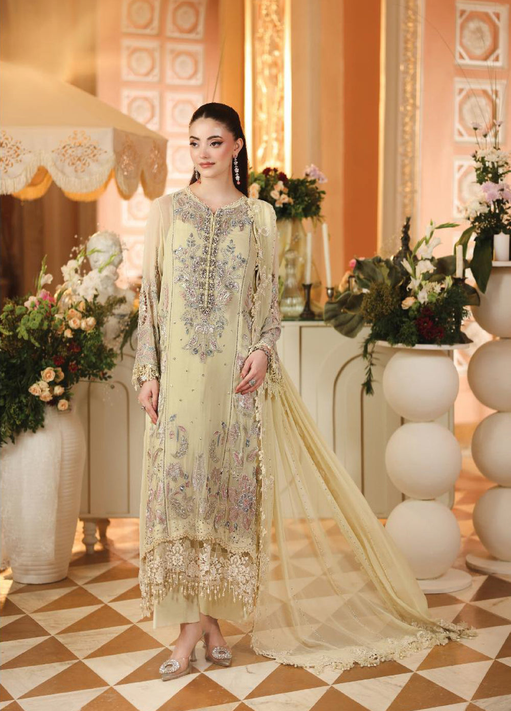Maria B Luxury  Heavy Embroidered Ciffion 03 Piece Suit- Ready To Wear