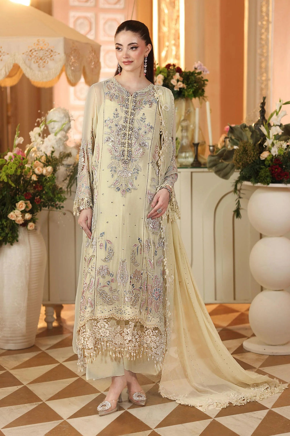Maria B Luxury  Heavy Embroidered Ciffion 03 Piece Suit- Ready To Wear
