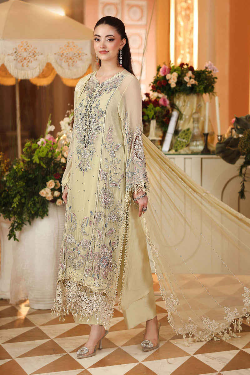 Maria B Luxury  Heavy Embroidered Ciffion 03 Piece Suit- Ready To Wear