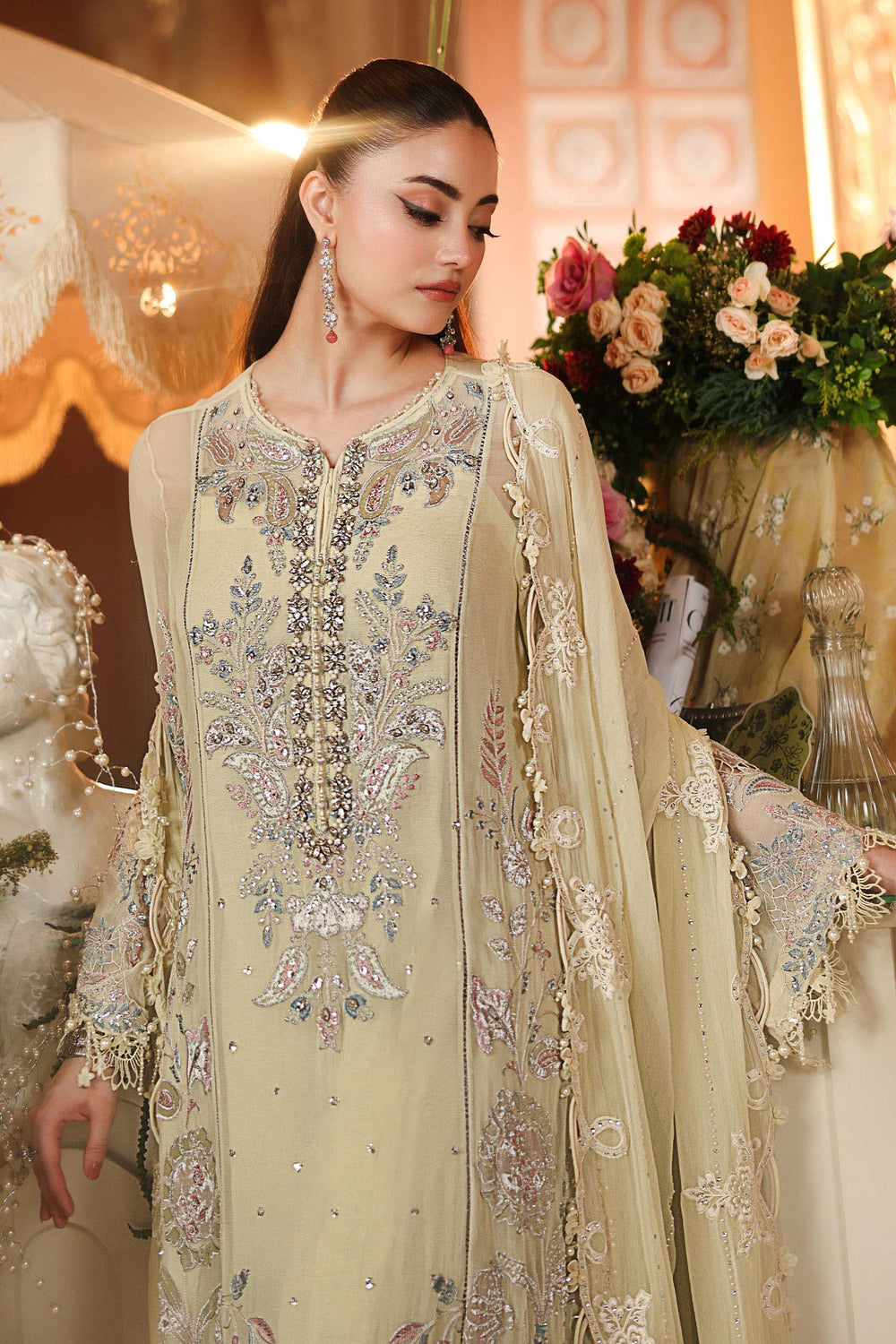 Maria B Luxury  Heavy Embroidered Ciffion 03 Piece Suit- Ready To Wear