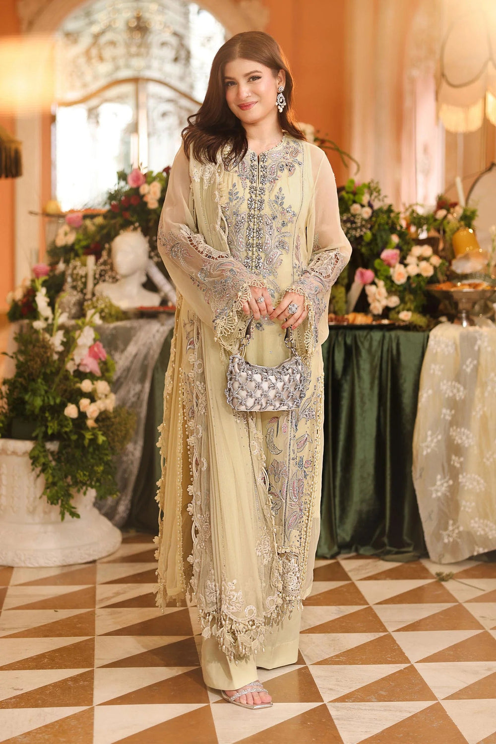 Maria B Luxury  Heavy Embroidered Ciffion 03 Piece Suit- Ready To Wear