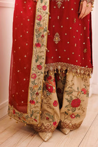 Bridal Red: Embroidered Chiffon Suit With Organza Dupatta -  Ready To Wear