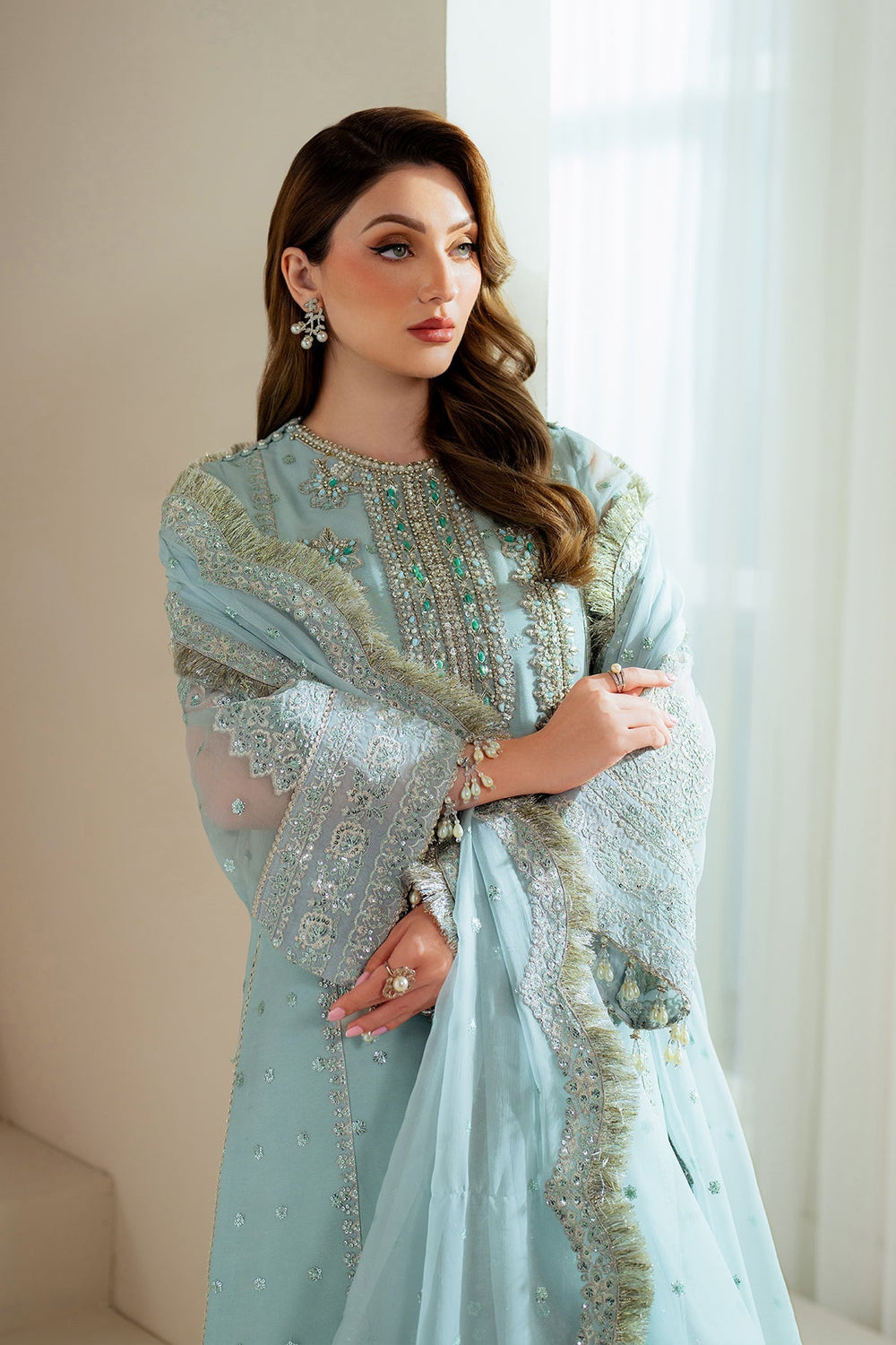Alizeh Embroidered Heavy Embroidered Organza 03 Peace Suit - Ready To Wear