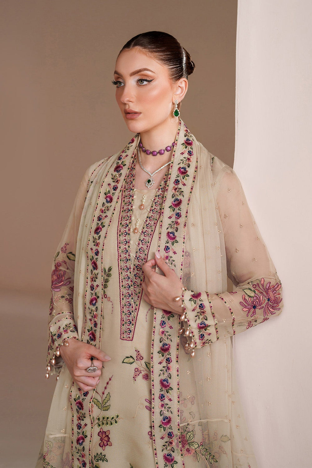 Alizeh Heavy Embroidered Ciffion 03 Piece Suit- Ready To Wear