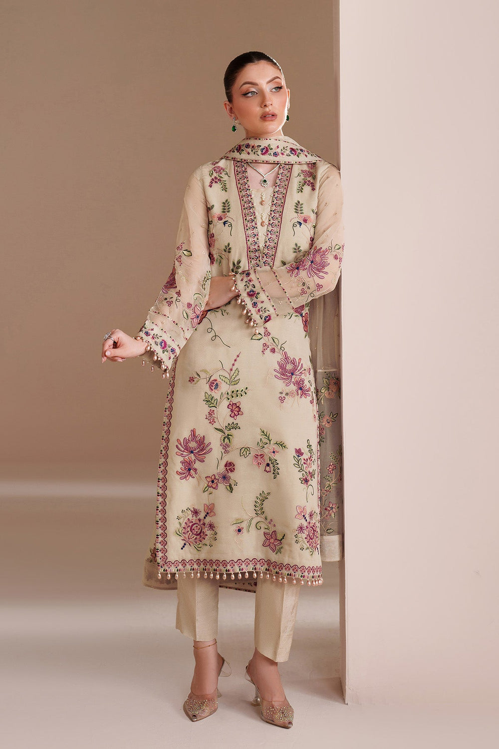 Alizeh Heavy Embroidered Ciffion 03 Piece Suit- Ready To Wear