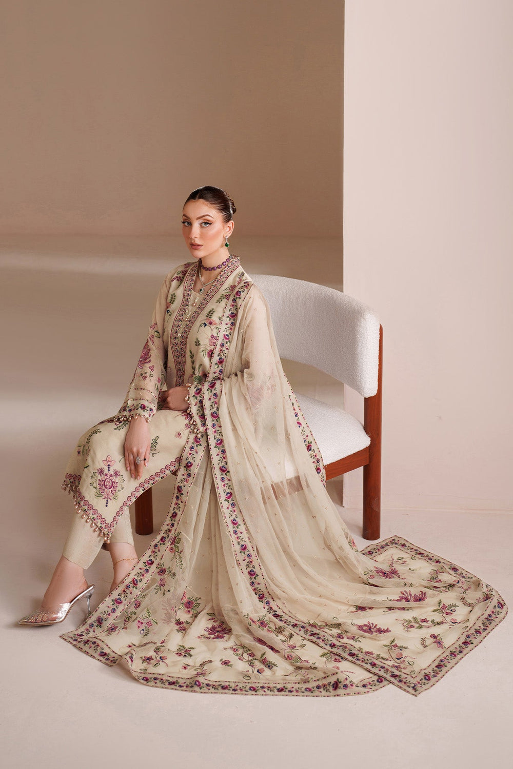 Alizeh Heavy Embroidered Ciffion 03 Piece Suit- Ready To Wear