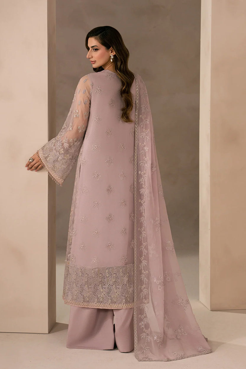 Pastel Blush: Heavy Embroiderd Chiffon Suit - Ready To Wear