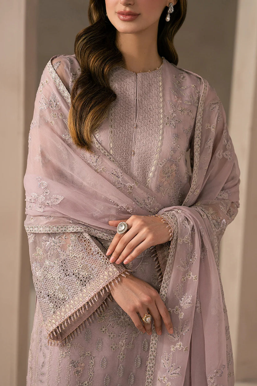 Pastel Blush: Heavy Embroiderd Chiffon Suit - Ready To Wear