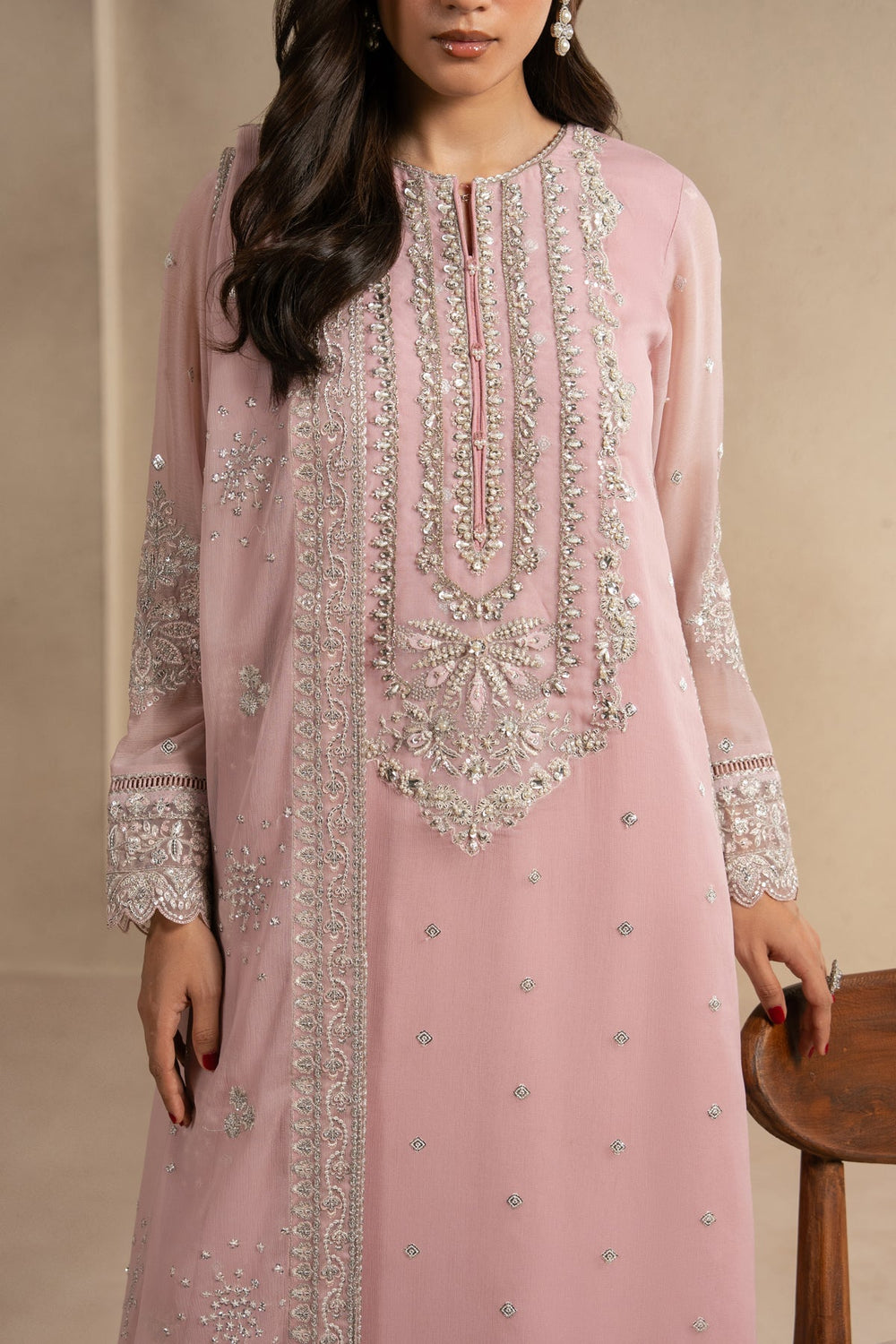 Nila Heavy Embroidered Ciffion 03 Piece Suit- Ready To Wear