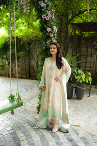 Aneelas Shamoz Silk Embroidered Organza Duppata 03 Piece Suit- Ready To Wear