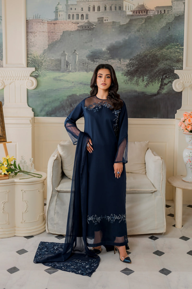 Azzal  Luxury Heavy Embroidered Ciffion 03 Peace Suit - Ready To Wear